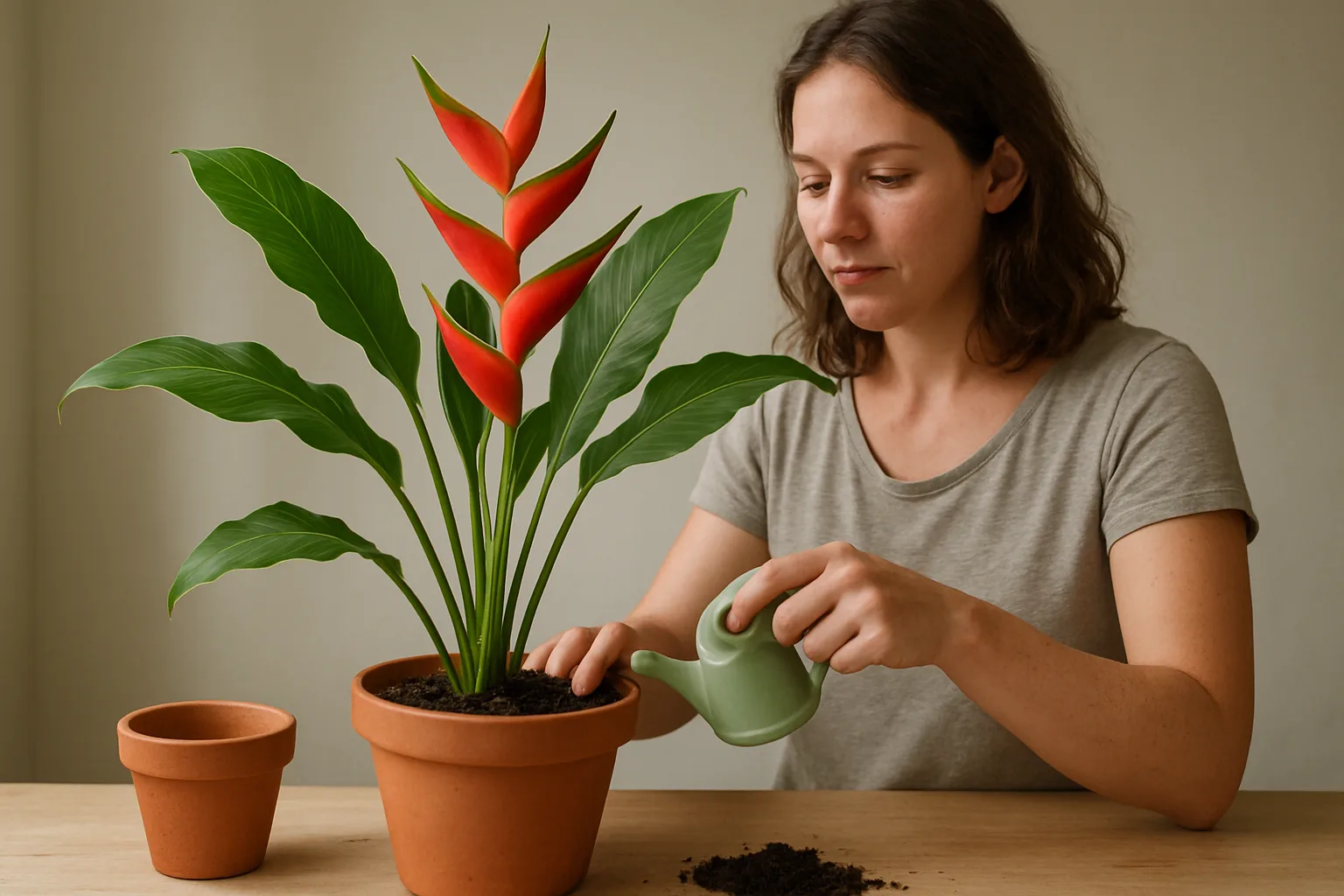 Cómo cuidar heliconia en maceta: luz, riego, sustrato y reproducción práctica