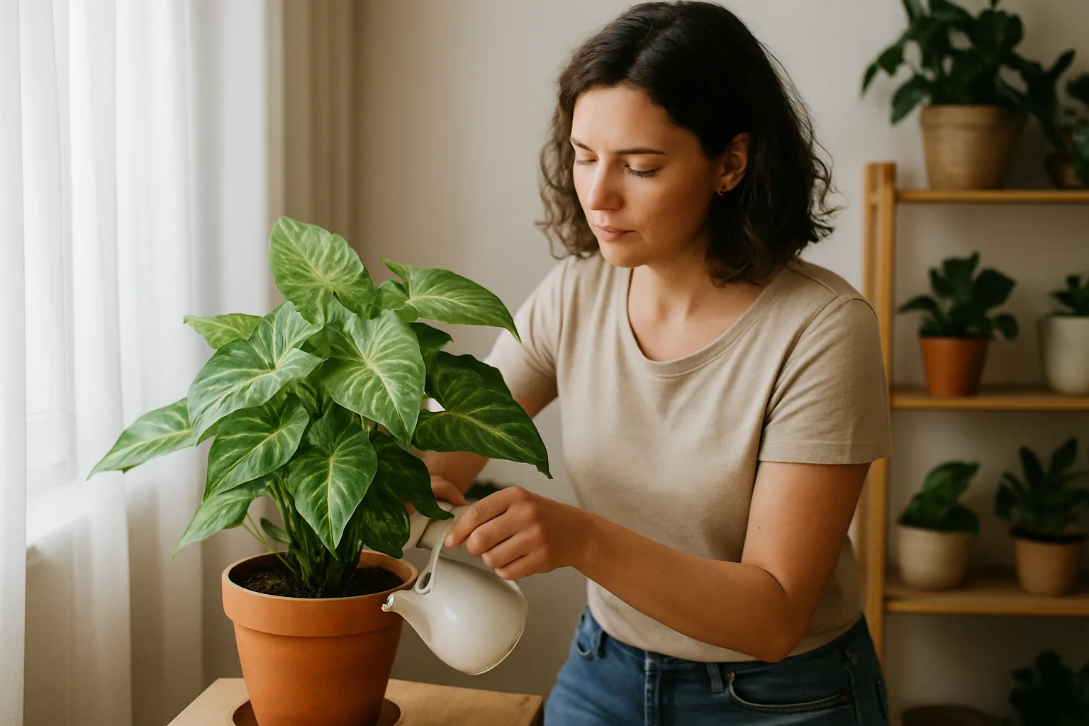 Syngonium: consejos prácticos para su cuidado, riego y luz ideal